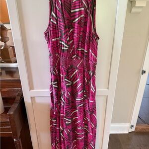 Maeve Pink and Black Scoop Neck Maxi Sundress